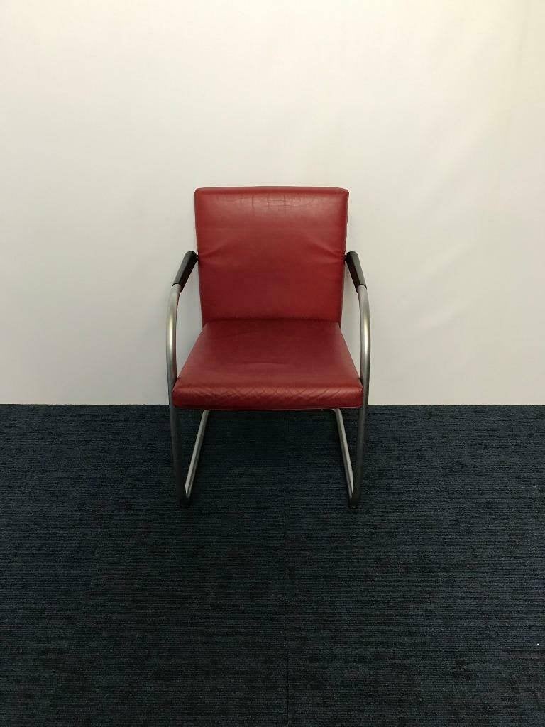 7 x Vitra Visasoft Visavis vergaderstoel, rood leder, design, Ophalen, Gebruikt, Leer, Vijf, Zes of meer stoelen