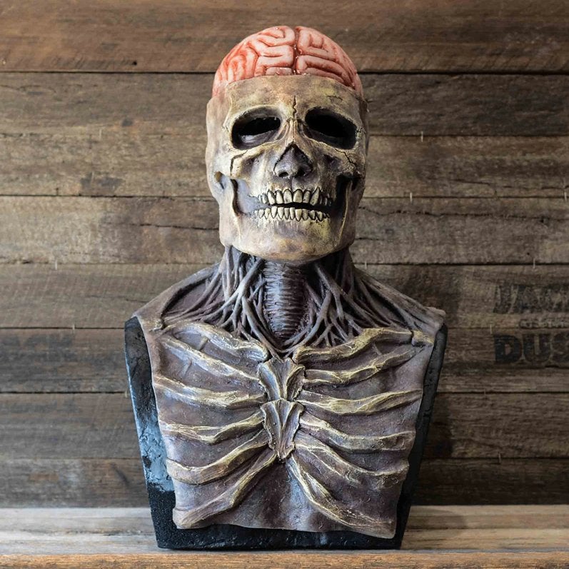 Schedel Met Brein Masker Latex Halloween Carnaval Horror Eng, Verzenden, Nieuw, Feestartikel, Halloween of Griezel