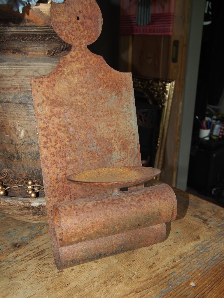 Stoere Metalen Wandkandelaar, Ophalen of Verzenden, Gebruikt, Metaal, Minder dan 25 cm