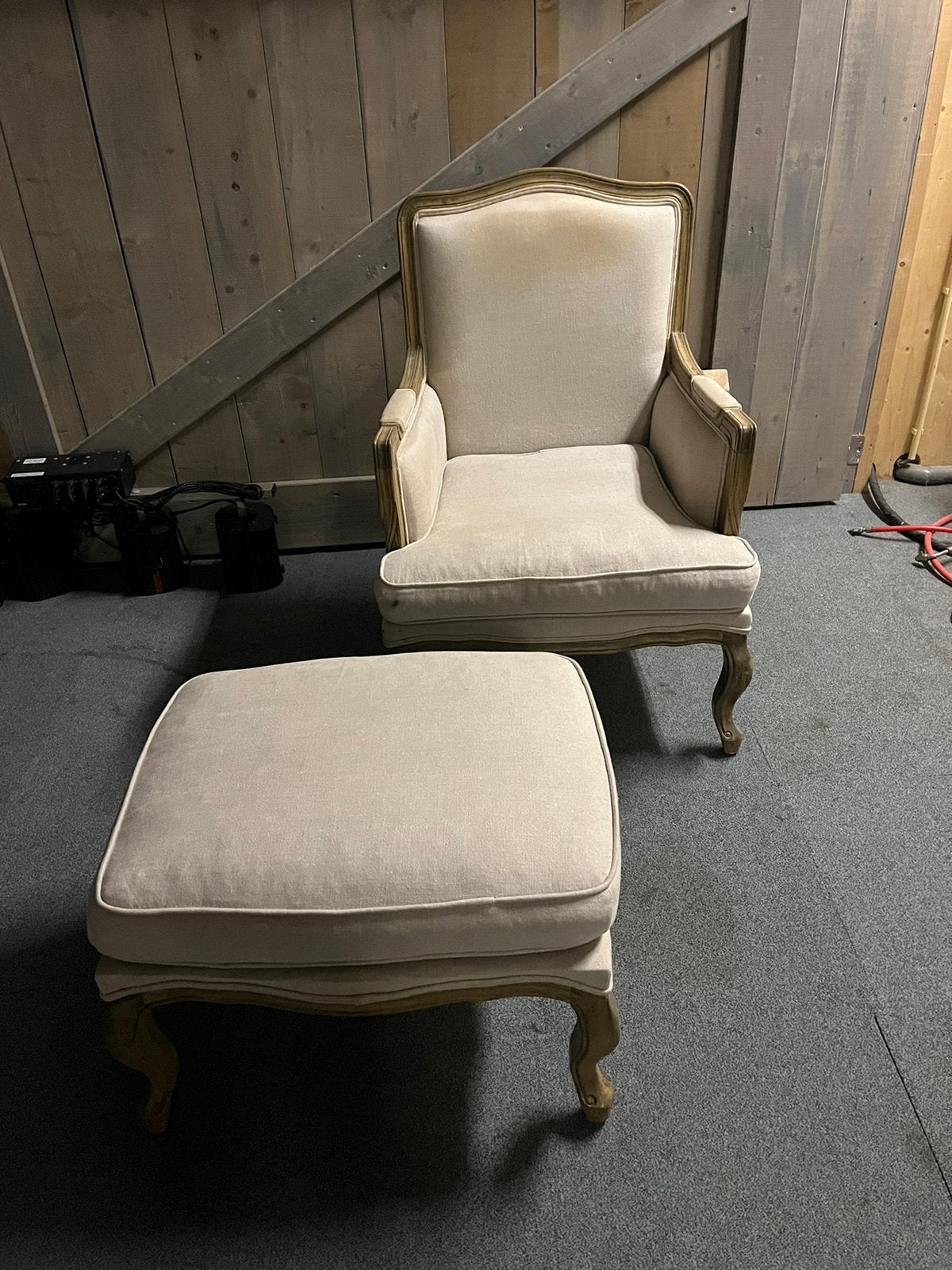 Queen Ann style fauteuil met voeten bankje, Ophalen, Gebruikt, Eenpersoons, 75 tot 100 cm