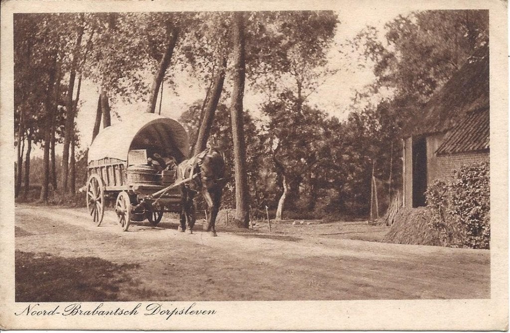 Noord-Brabantsch Dorpsleven, Huifkar, gelopen 1924, Verzamelen, Ophalen of Verzenden, 1920 tot 1940, Gelopen, Noord-Brabant