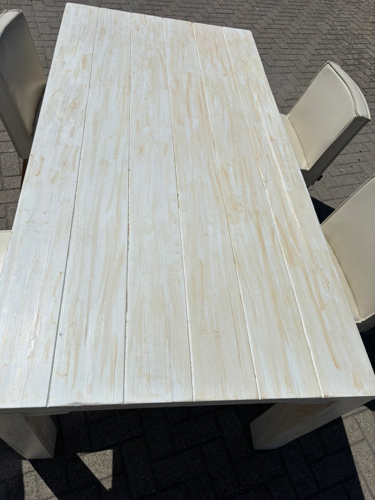 Tafel met 4 stoelen.Landelijke stijl van Roos, Huis en Inrichting, Tafels | Eettafels, Ophalen, Gebruikt, 100 tot 150 cm, 50 tot 100 cm