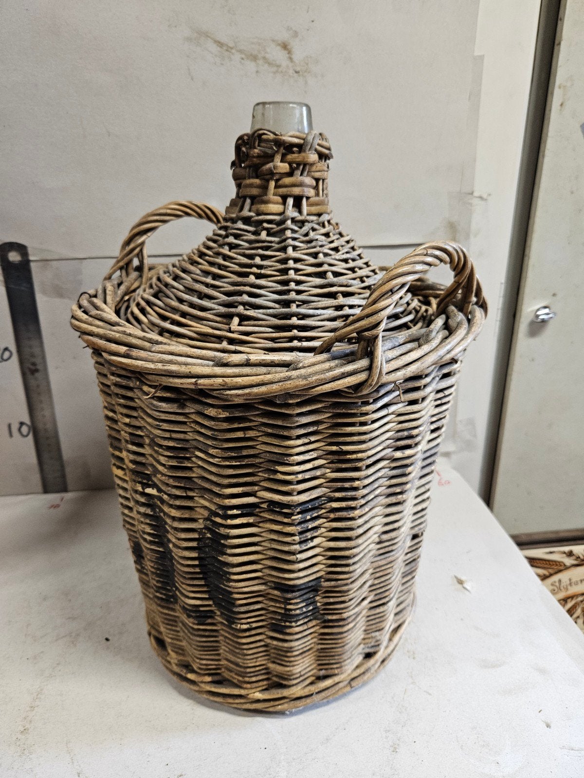 Antieke Dame Jeanne Gistfles met Rotan Mand, Ophalen of Verzenden