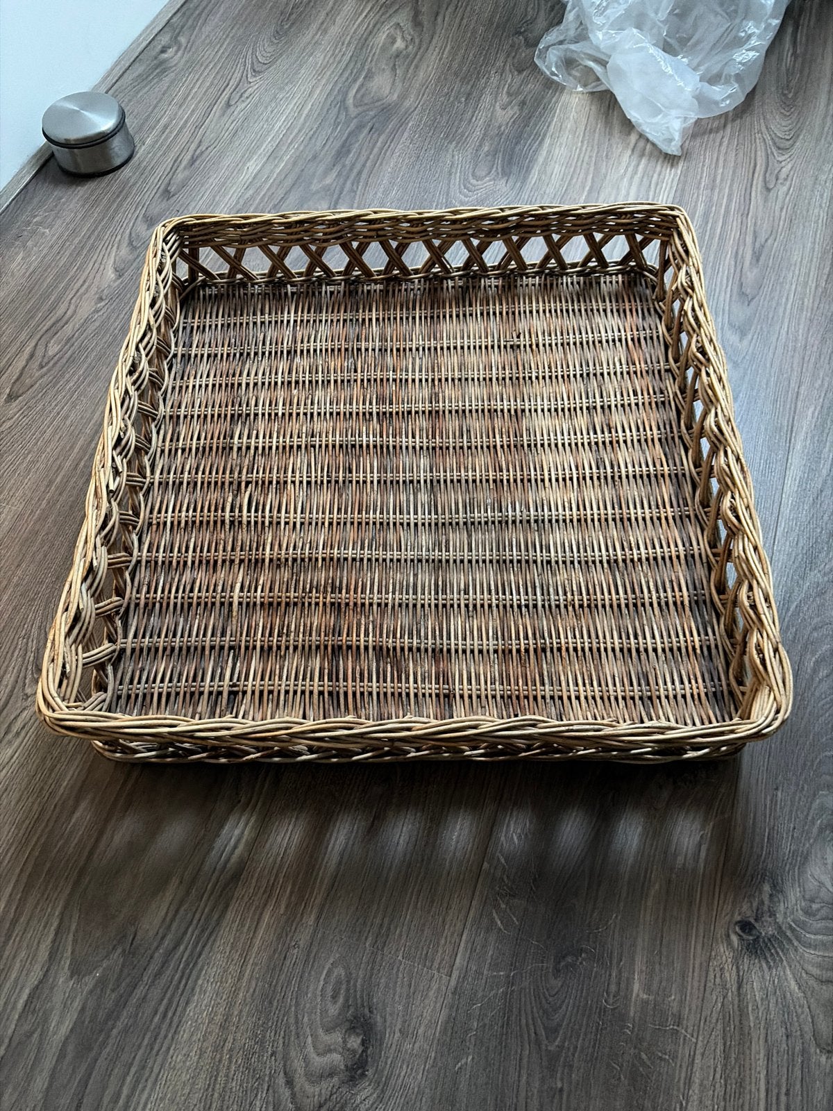 Rotan dienblad - vierkant en stijlvol 50x50, Ophalen, Gebruikt, Gevlochten, Vierkant