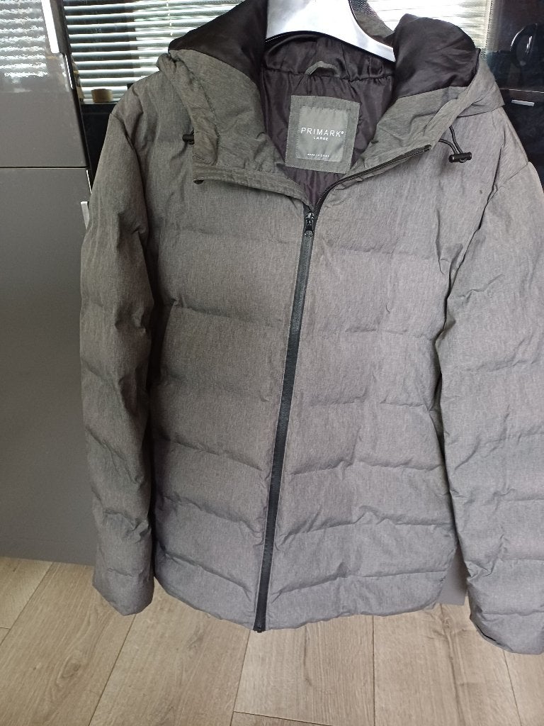 grijze gewatteerde jas Primark mt L, Kleding | Heren, Maat 52/54 (L), Ophalen of Verzenden, Zo goed als nieuw, Grijs