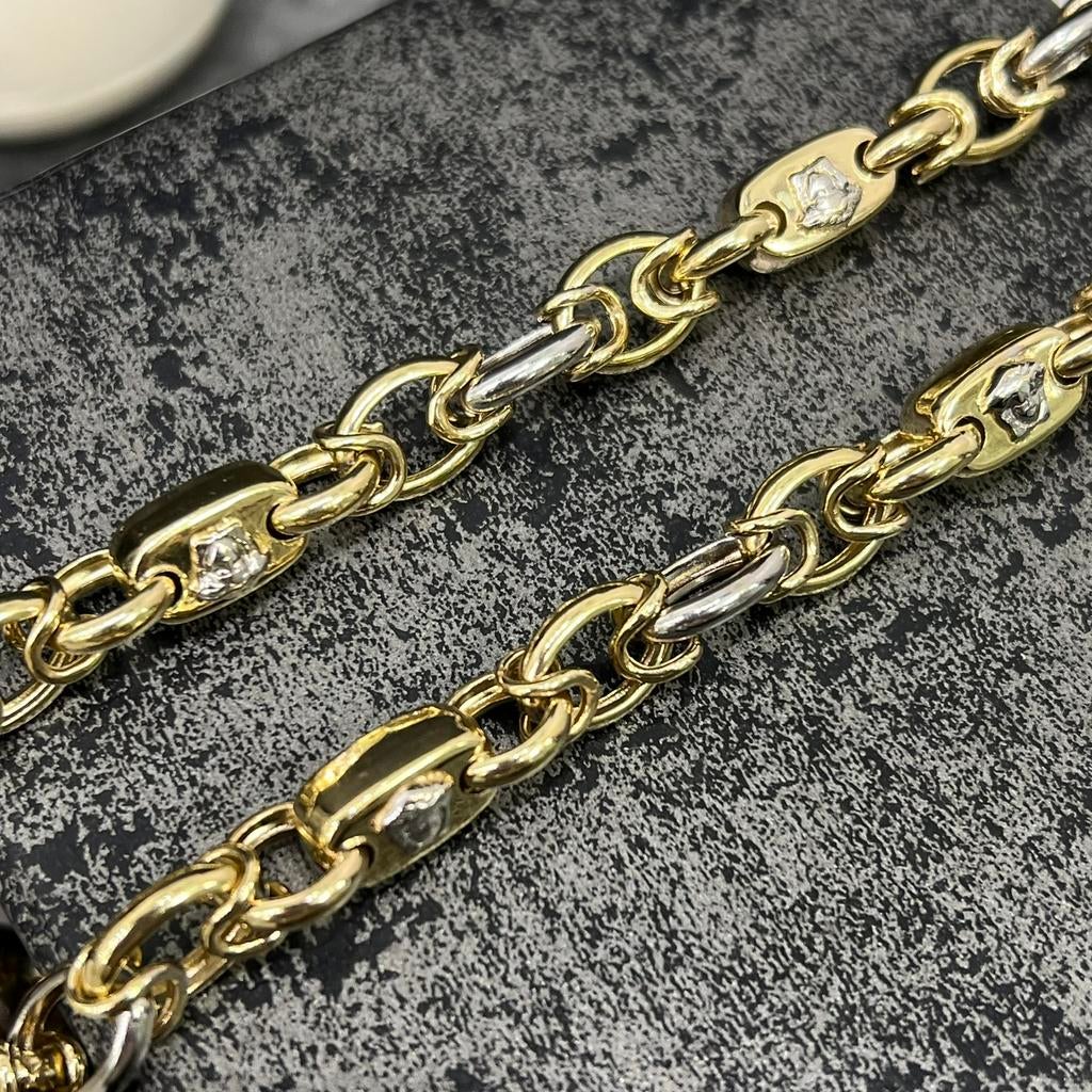 14k gouden ketting versace schakel monte carlo heren, Ophalen of Verzenden, Zo goed als nieuw, Goud