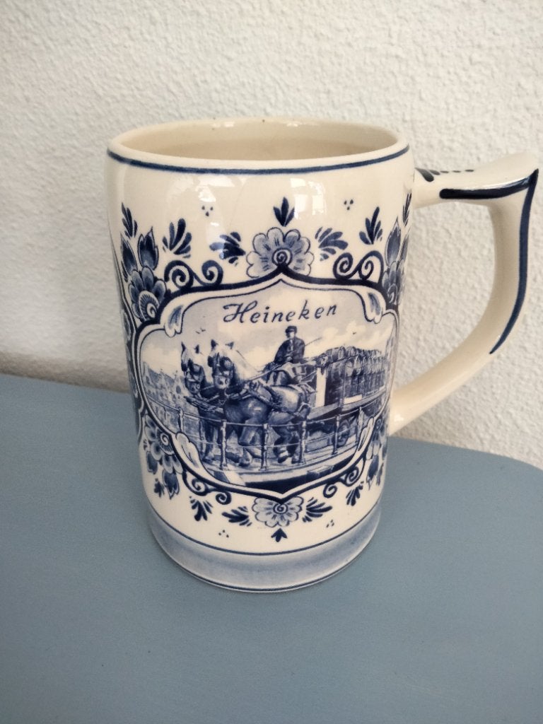 Heineken bierpul. Delftsblauw, Ophalen, Zo goed als nieuw, Pul(len), Heineken
