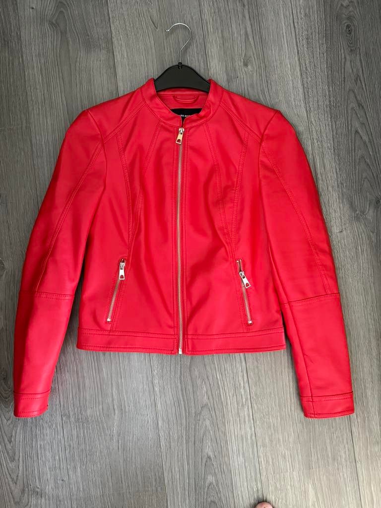 Rood leren jasje Vero Moda, Ophalen of Verzenden, Zo goed als nieuw, Maat 36 (S), Rood