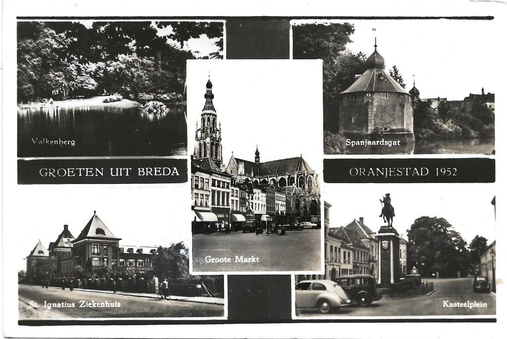 BF331-Breda,Oranjestad,Kasteelplein,St.Ignatius Ziekenhuis,, Verzamelen, Ansichtkaarten | Nederland, Verzenden, 1940 tot 1960