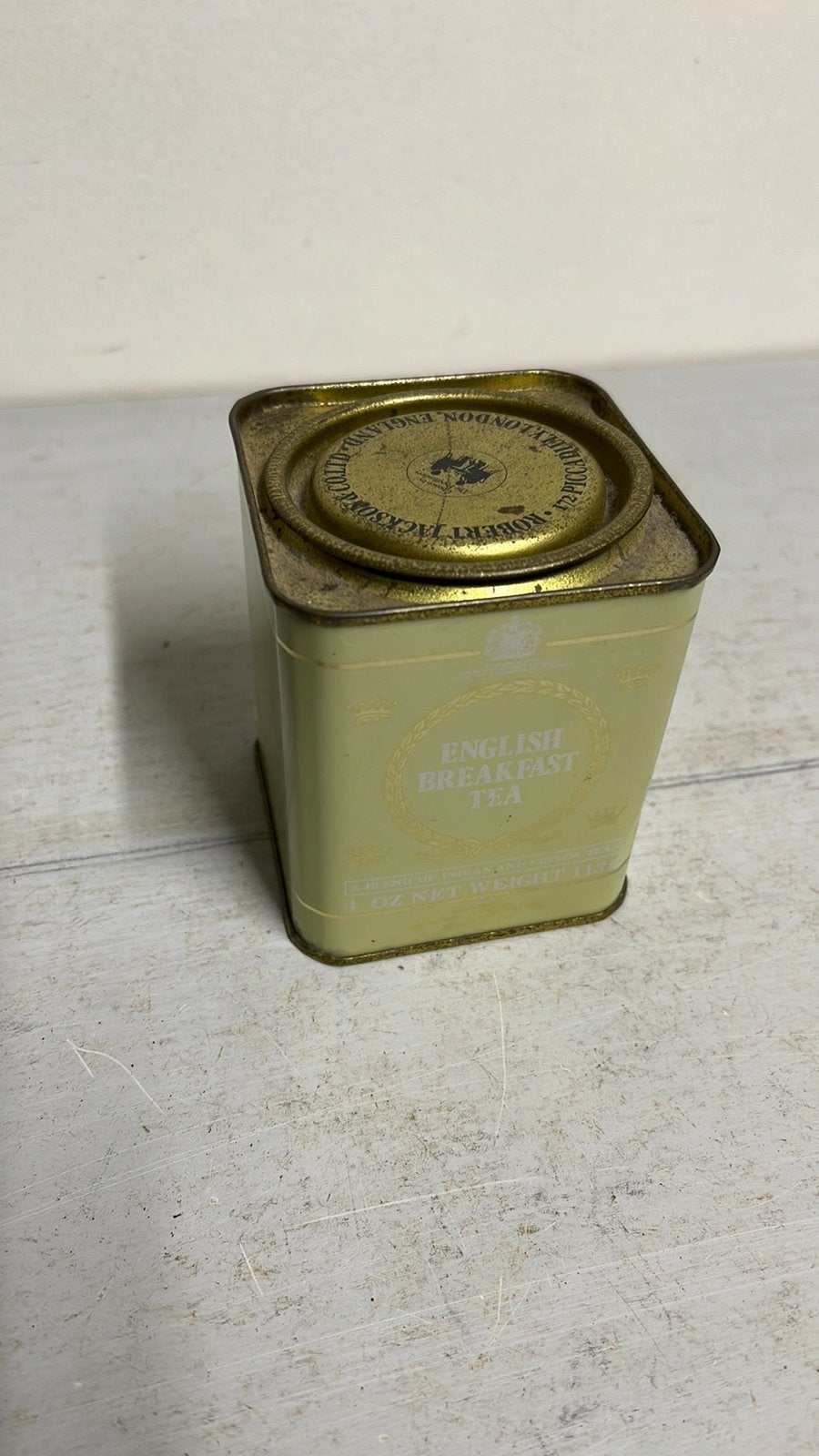 Vintage Oud Thee blikje Englisch Breakfast Tea, Ophalen of Verzenden, Gebruikt, Thee