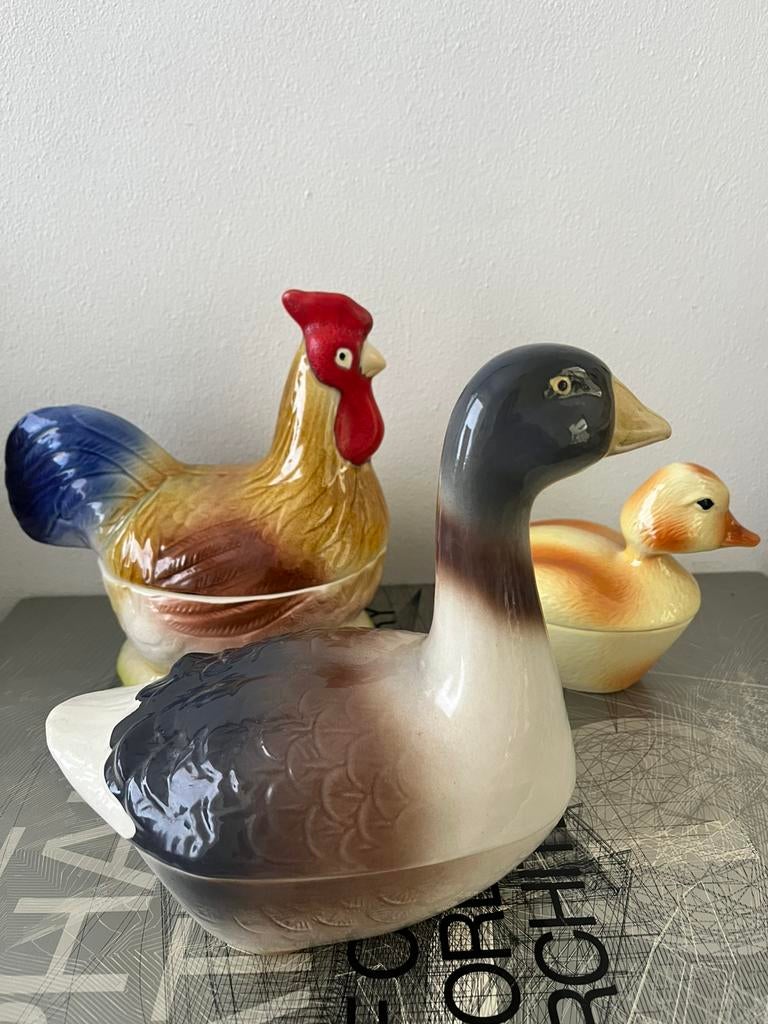 Grauwe gans sixties faience pate terrine Michel Caugant, Verzenden