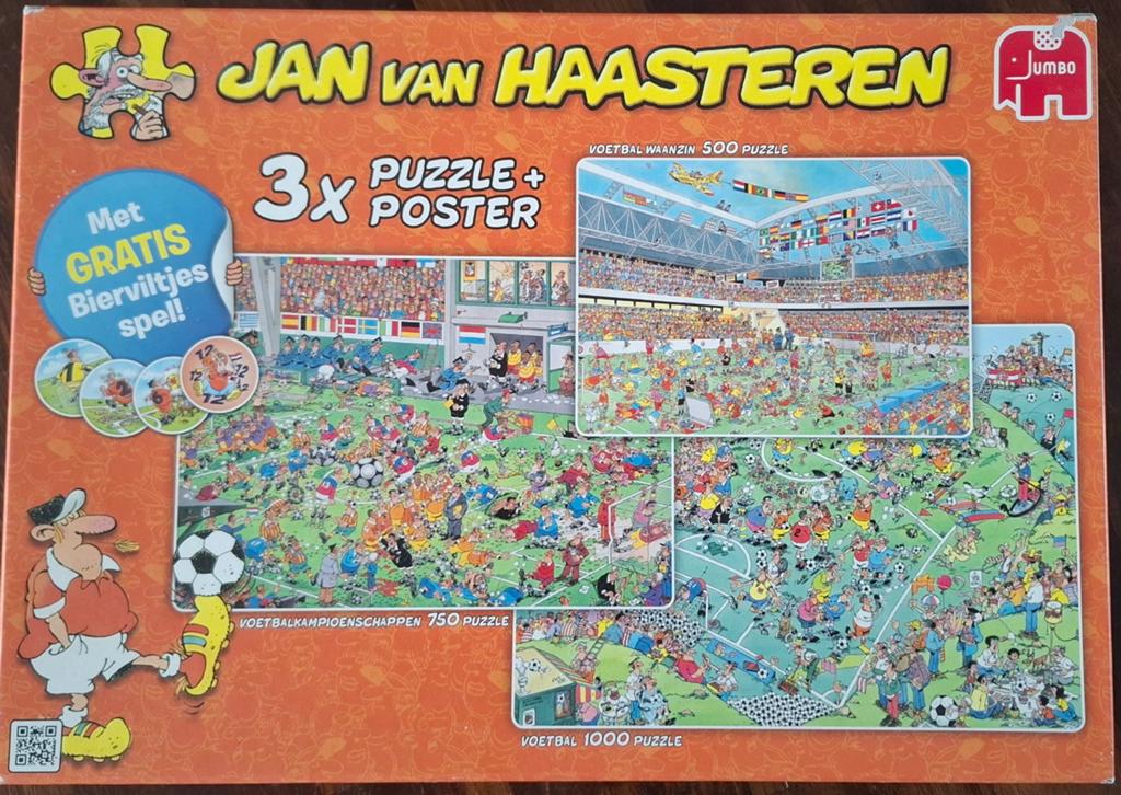 Jan van Haasteren voetbal 3 puzzels, Ophalen, 500 t/m 1500 stukjes, Zo goed als nieuw