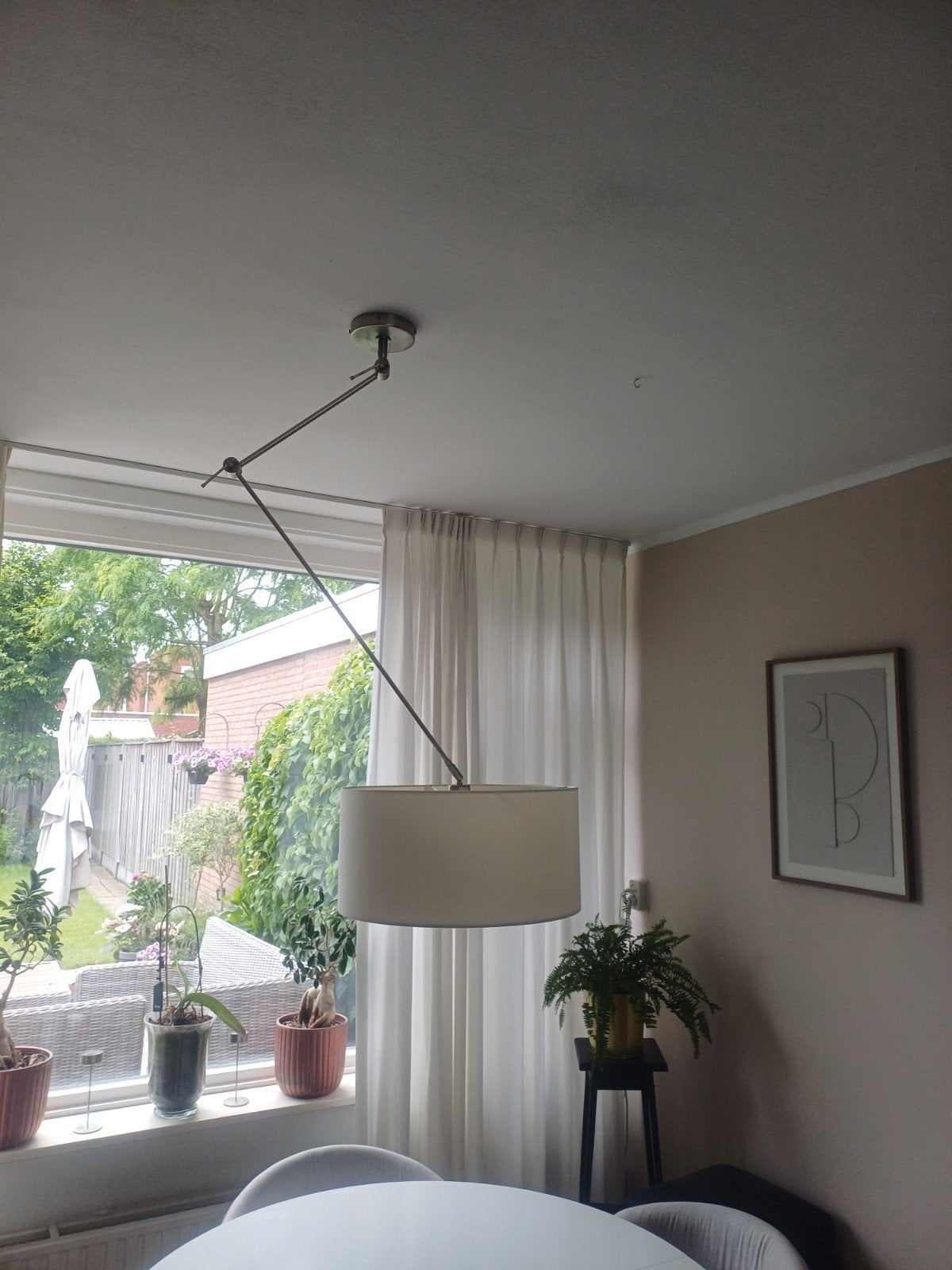 Verstelbare plafondlamp, Huis en Inrichting, Lampen | Plafondlampen, Ophalen of Verzenden, Zo goed als nieuw, Stof, Tijdloos