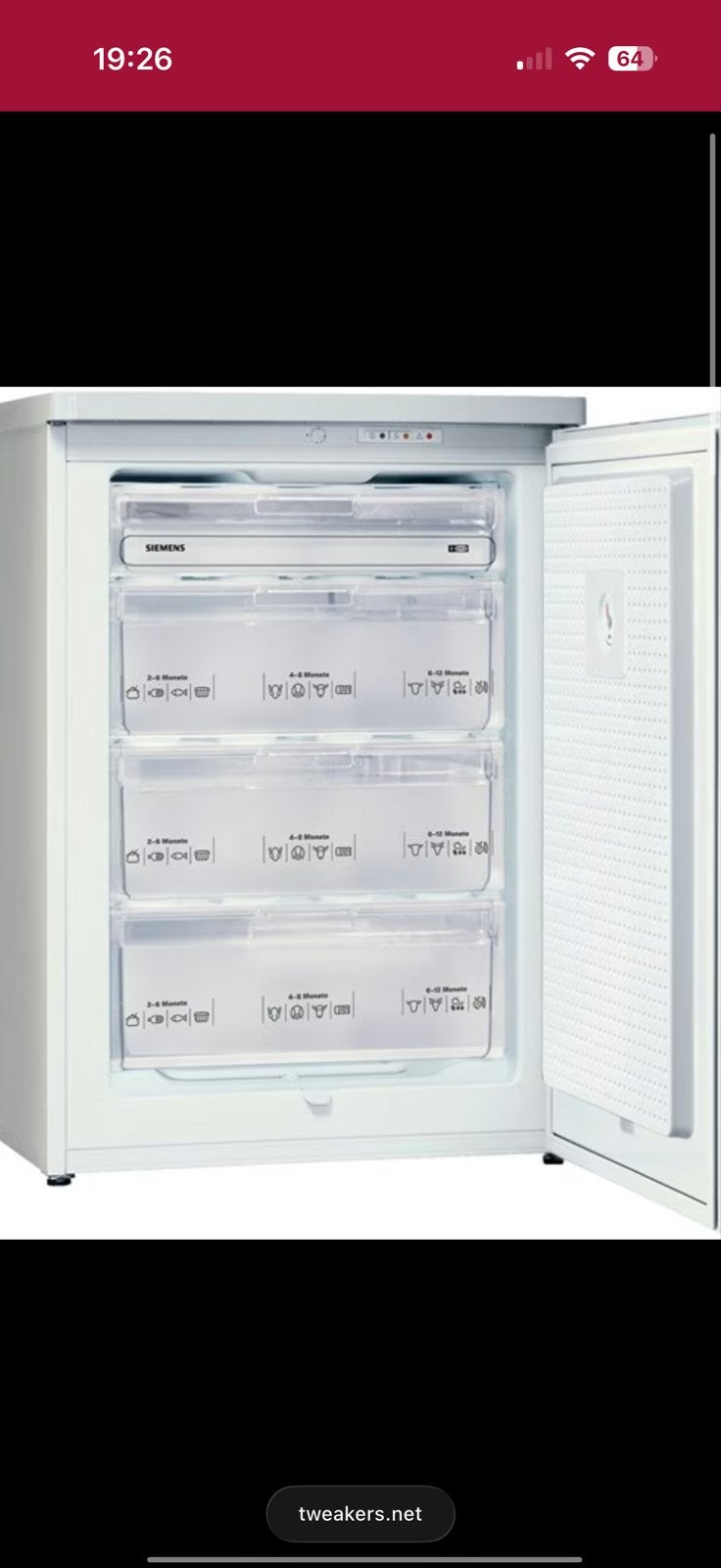 GEZOCHT: Siemens Vrieslades (GS16VV20/03), Witgoed en Apparatuur, Vriezers en Diepvrieskisten, Gebruikt, Minder dan 60 cm, Vrijstaand