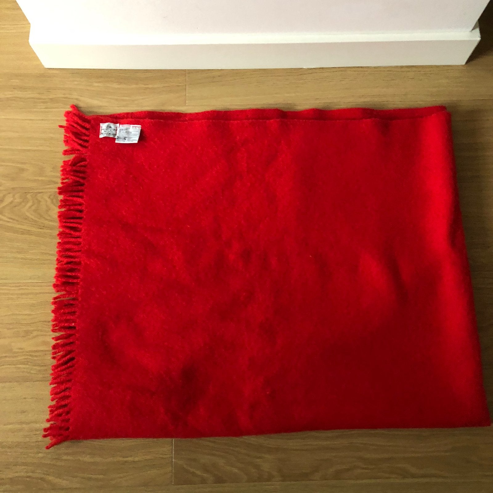 Vintage Ikea rode wollen deken/plaid | TUVULL | 124 x 144 cm, Ophalen of Verzenden, Zo goed als nieuw