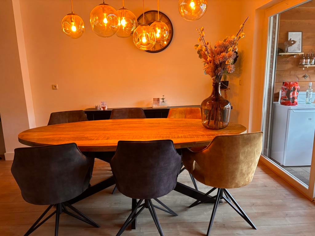 6 draaibare eetkamerstoelen, Huis en Inrichting, Tafels | Eettafels, Ophalen, Zo goed als nieuw, Rechthoekig, 50 tot 100 cm