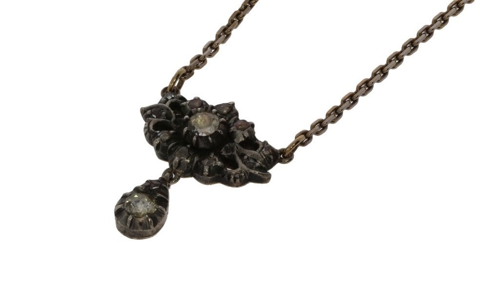 Diamanten 14k gouden antieke anker ketting hanger dames, Verzenden, Goud, Ketting, Met edelsteen
