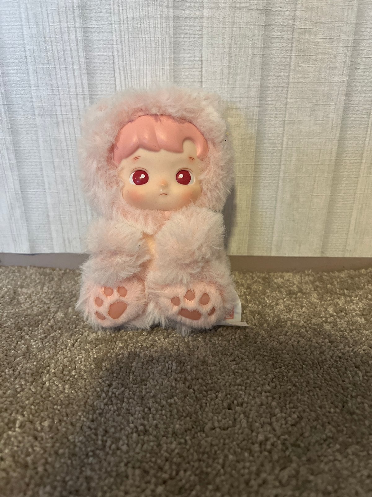 Schattige roze pluche knuffel met capuchon en sleutelhanger, Kinderen en Baby's, Overige merken, Overige karakters, Overige typen