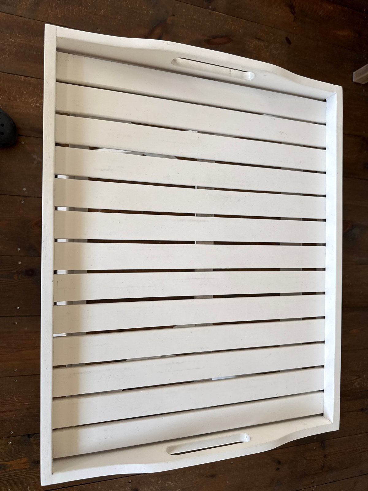 Witte houten dienbladstandaard met dienblad, Ophalen, Zo goed als nieuw, Landelijk of modern, 75 cm of meer