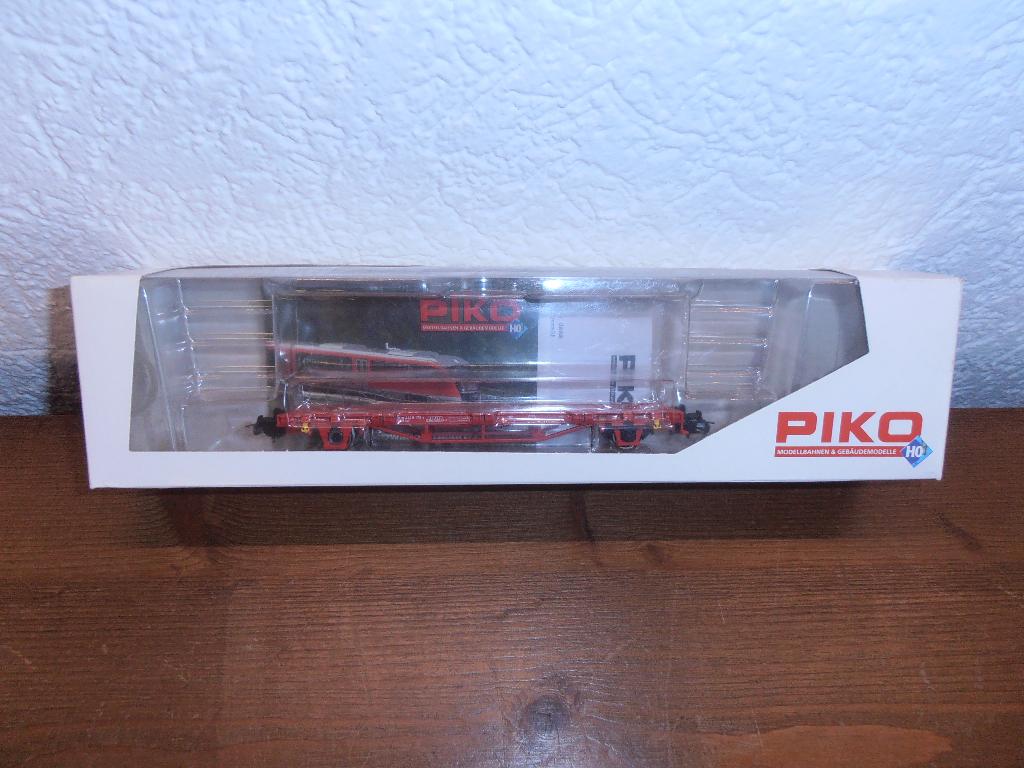Piko platte container treinwagon HO schaal., Hobby en Vrije tijd, Modeltreinen | H0, Gelijkstroom of Wisselstroom, Wagon, Zo goed als nieuw