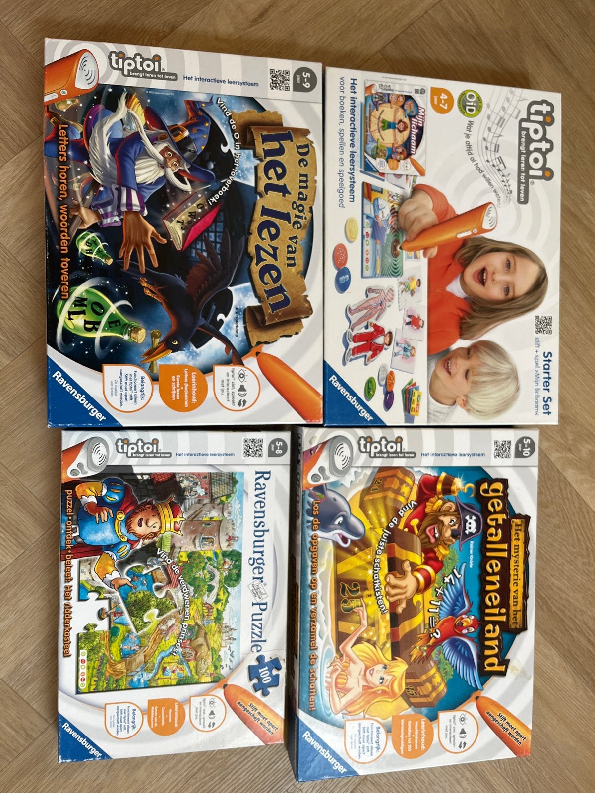 Tiptoi set 4 spellen 1 boek en 1 tiptoi pen, Ophalen, Zo goed als nieuw, Taal en Lezen, Met geluid