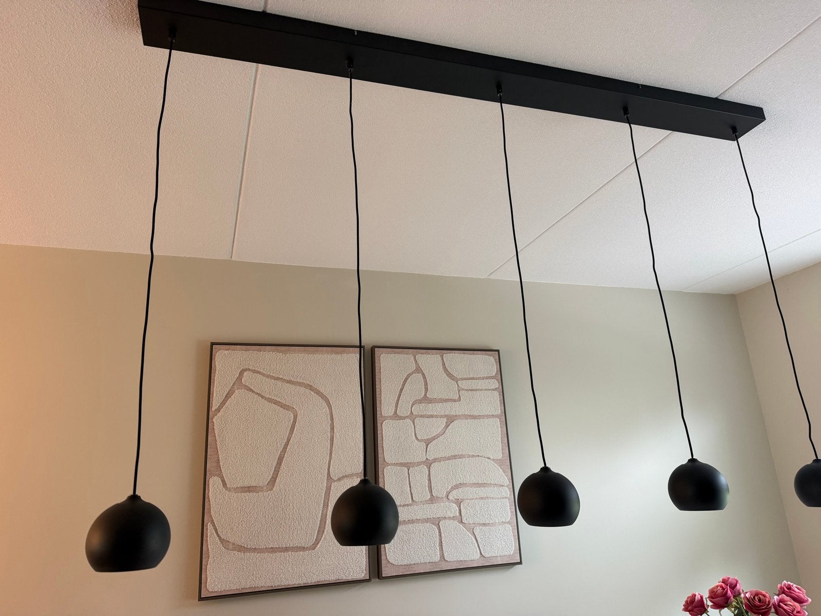Moderne Zwarte Hanglamp Cluster Eindhoven - 5 Bollen, Ophalen, Zo goed als nieuw, Metaal, GU10