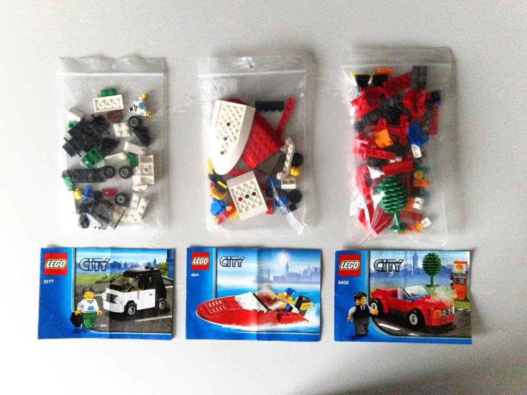 LEGO City Sportwagen, Stadsauto Raceboot | #8402 #3177 #4641, Lego, Ophalen of Verzenden, Complete set, Meerdere sets