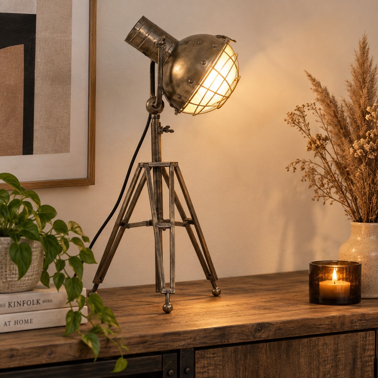 Industriële Tafellamp Spot op Statief - Vintage Look, Verstelbaar, Nieuw, Ophalen of Verzenden, Sfeerlamp