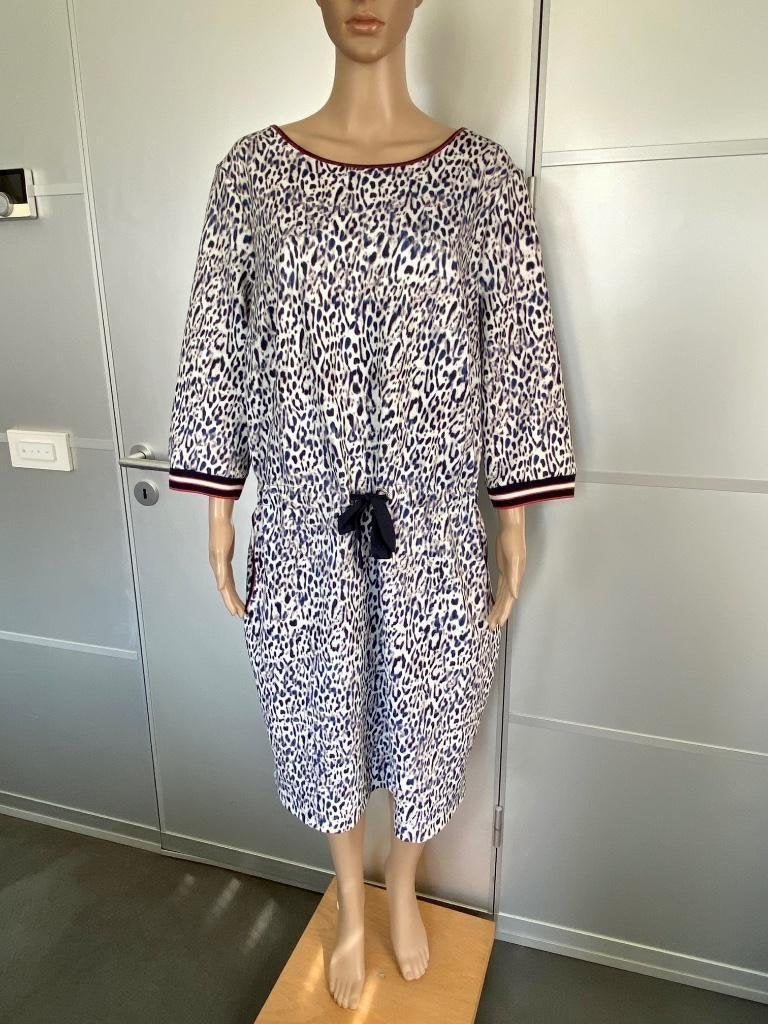 J539 Rabe maat 46=XL jurk wit/blauw/zwart/bruin jurkje, Rabe, Blauw, Maat 46/48 (XL) of groter, Ophalen of Verzenden