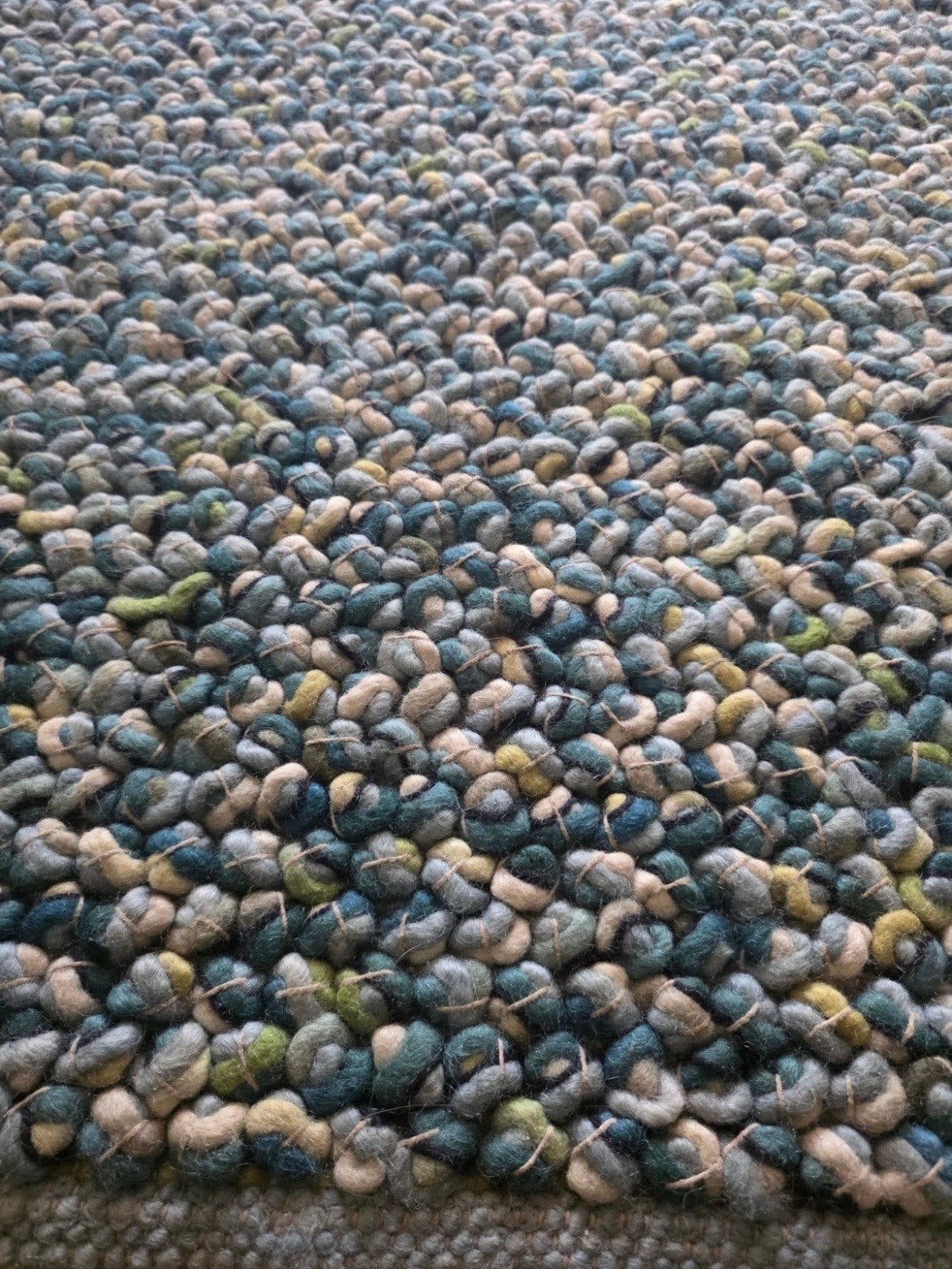 Brink & Campman wollen vloerkleed groen, blauw, crème 170x24, 150 tot 200 cm, 200 cm of meer, Ophalen of Verzenden, Zo goed als nieuw