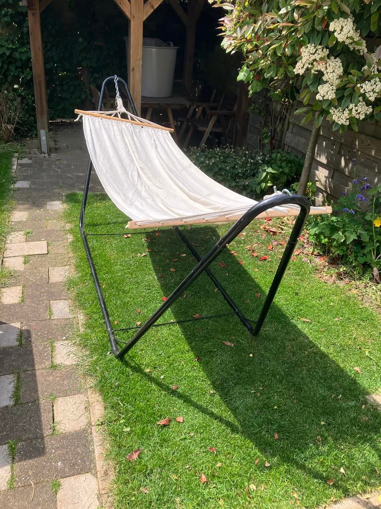 Hangmat met standaard - Eenvoudig op te zetten, Tuin en Terras, Hangmatten, Ophalen, Zo goed als nieuw, Met standaard, Eenpersoons