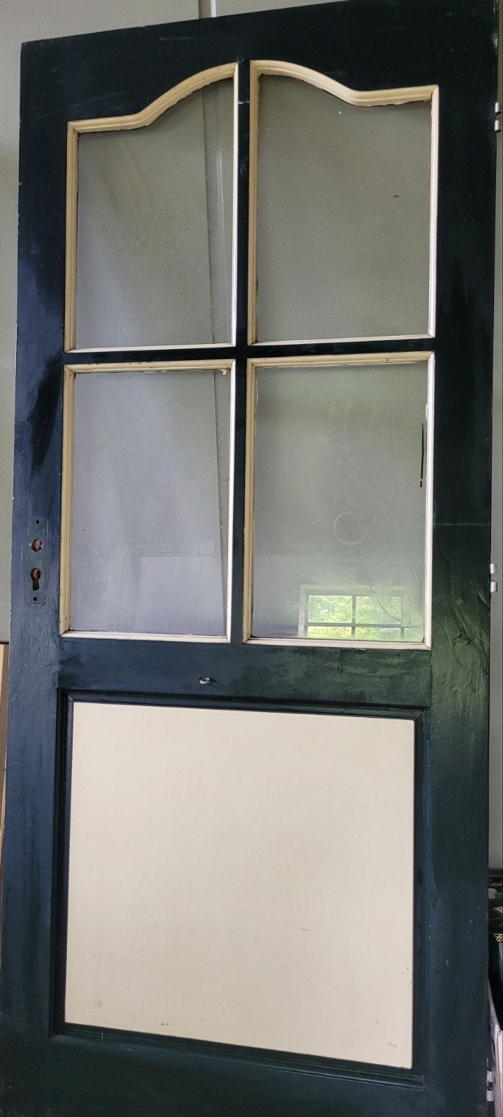 Zwarte binnendeur met glas, 200x87 cm, Doe-het-zelf en Verbouw, Deuren en Horren, Ophalen