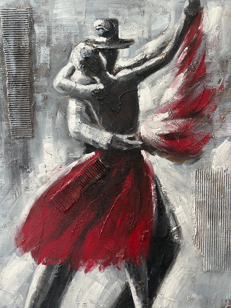 Olieverf schilderij van 2 personen die dansen, Antiek en Kunst, Kunst | Schilderijen | Klassiek, Ophalen, Portret of Personen