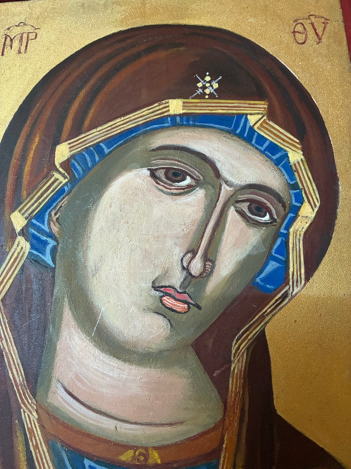 Oude Byzantijnse icoon van de Maagd Maria, Ophalen of Verzenden