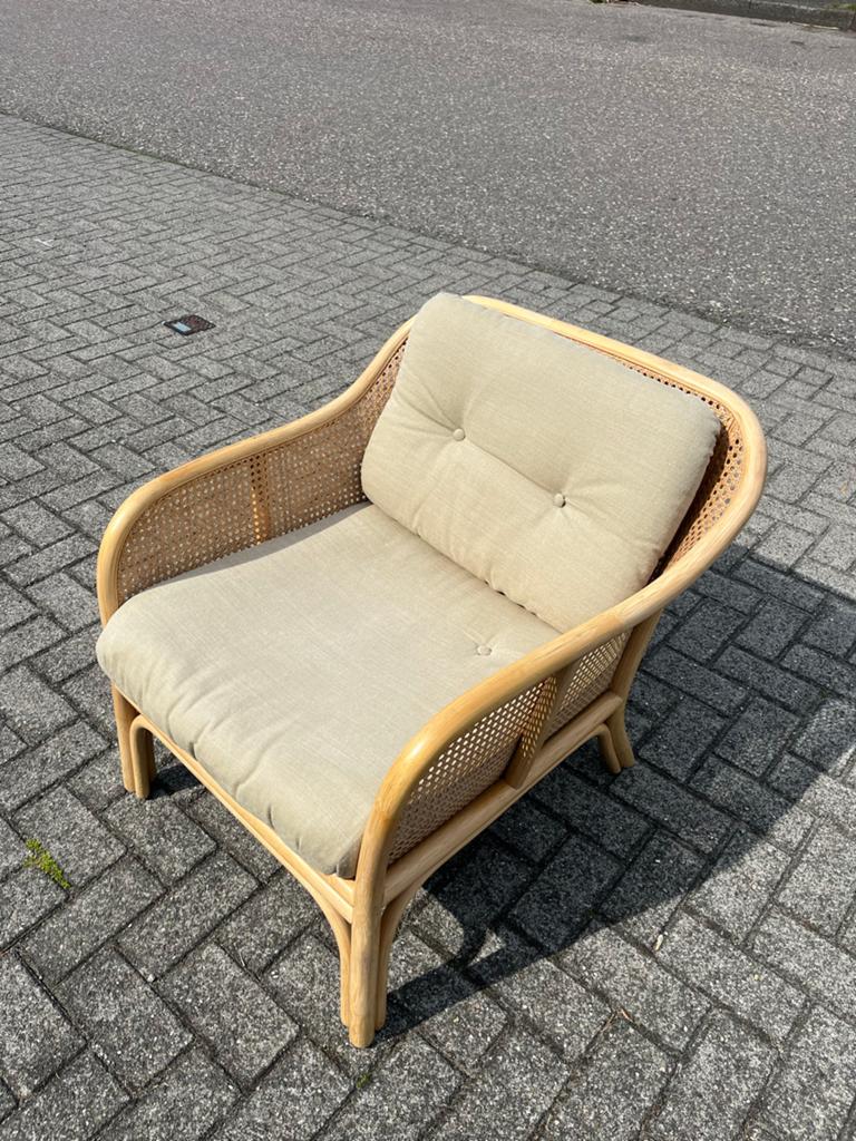 Rohé Noordwolde Vintage Fauteuil Rotan Rattan Riet, Overige kleuren, Riet of Rotan, Ophalen of Verzenden, Zo goed als nieuw
