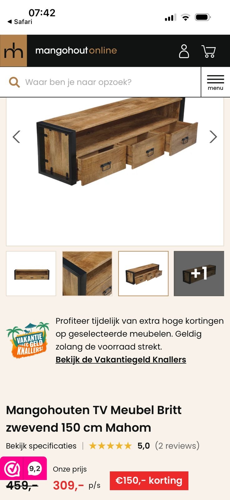 Zwevend tv meubel, Ophalen, 100 tot 150 cm, Zo goed als nieuw, Minder dan 100 cm