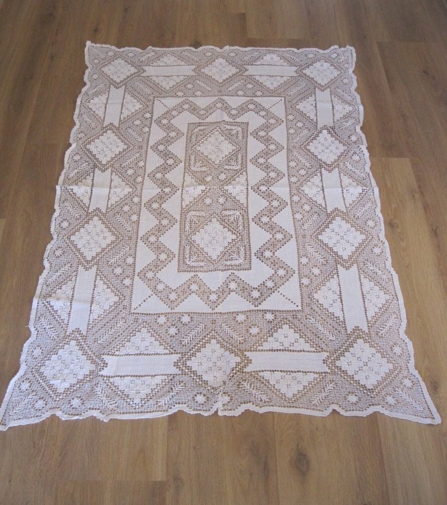 Antiek kanten kleed, Ophalen of Verzenden