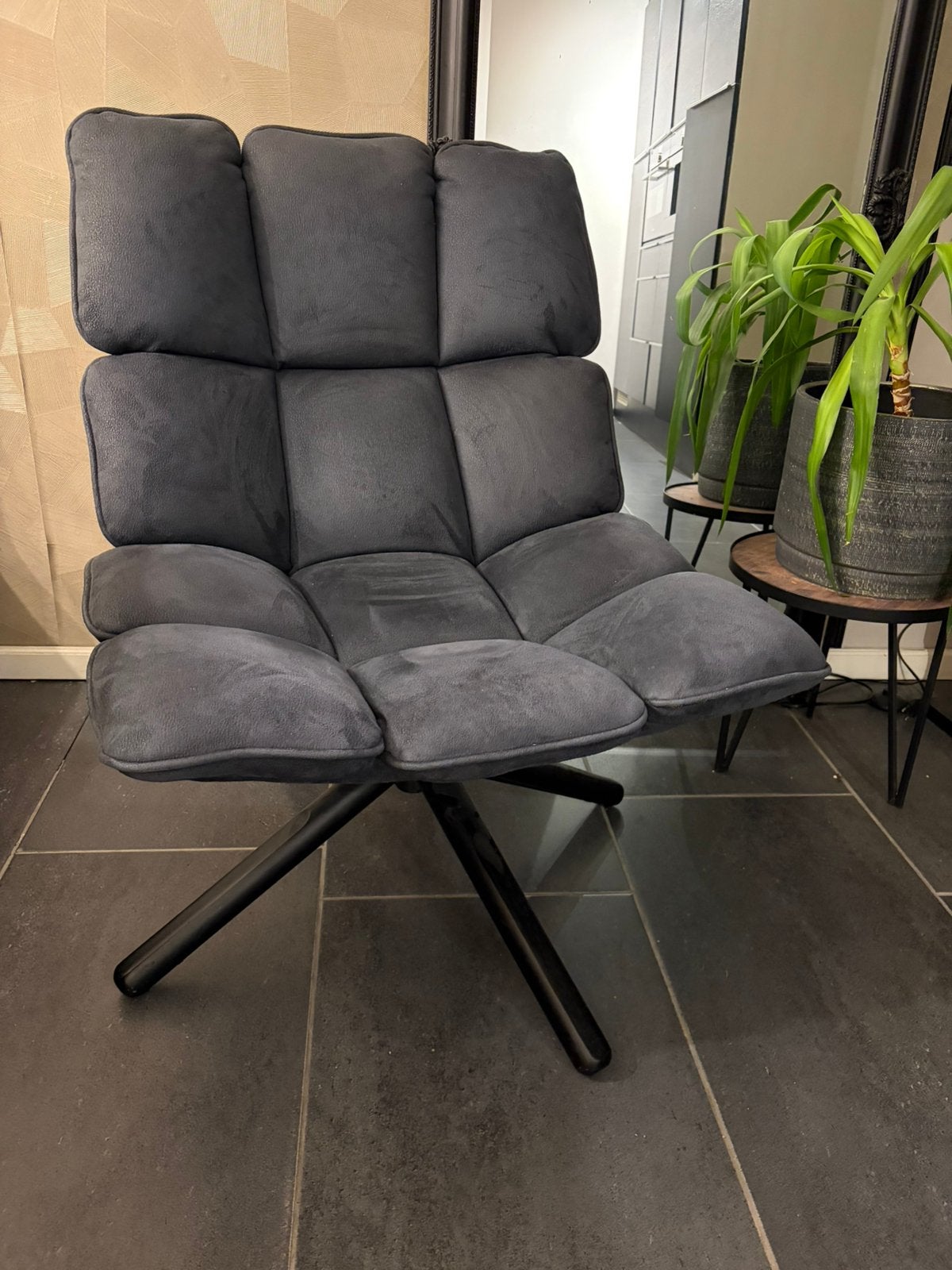 Stoel fauteuil eleanora ‘daan’ blauw grijs, Ophalen, Blauw, Zo goed als nieuw, Eén