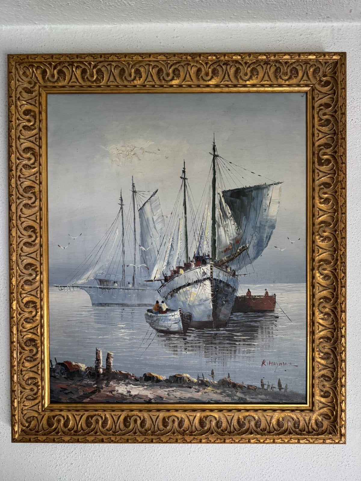 R.Hayman: klassieke zeilschepen aan de kust ., Antiek en Kunst, Ophalen