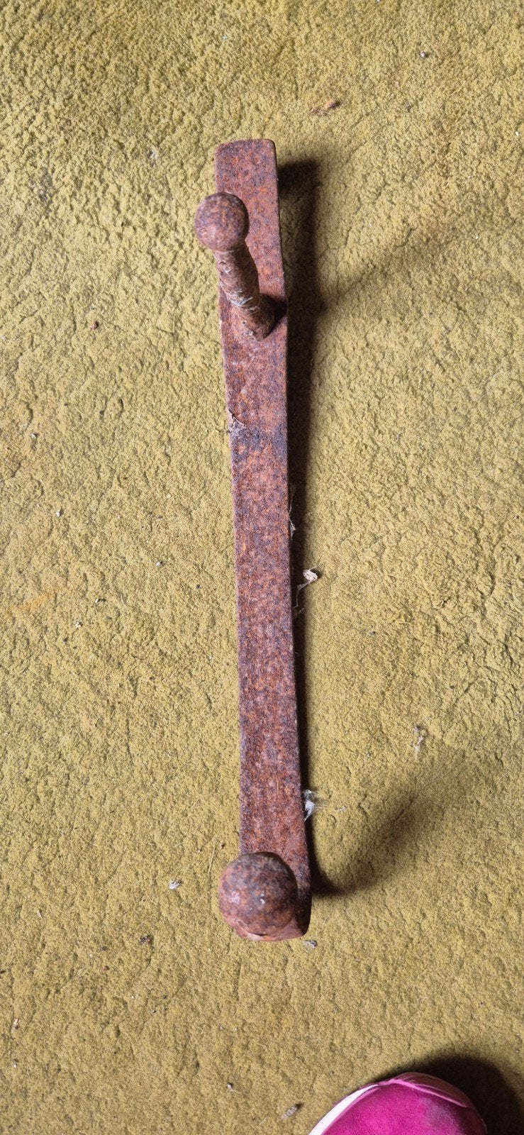 Oude handgesmeden metalen haak - Vintage decoratie, Ophalen of Verzenden