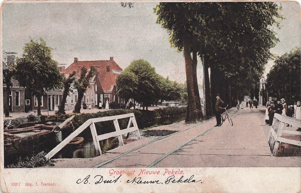 JP065 Nieuwe Pekela Groningen Groet Uit 1907, Verzamelen, Ansichtkaarten | Nederland, Verzenden, Voor 1920, Gelopen, Groningen