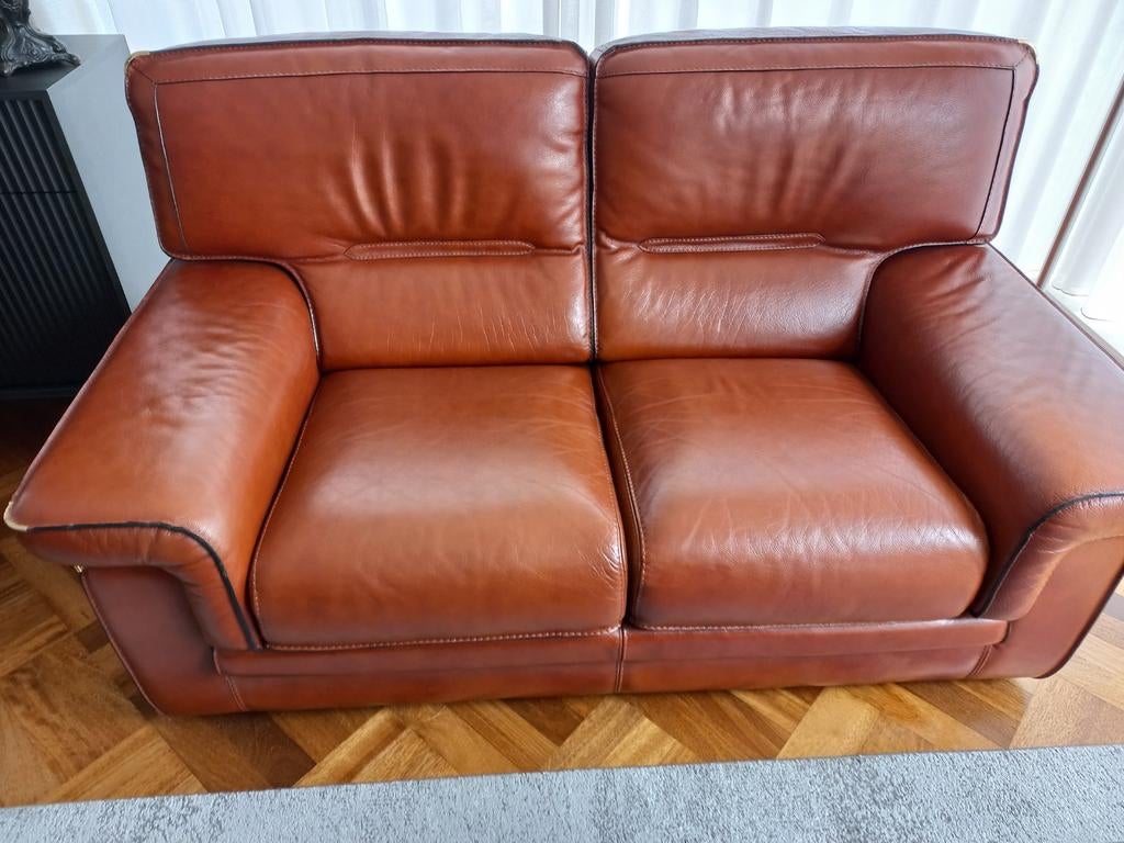 Mooie driezits bank., Ophalen, 75 tot 100 cm, Leer