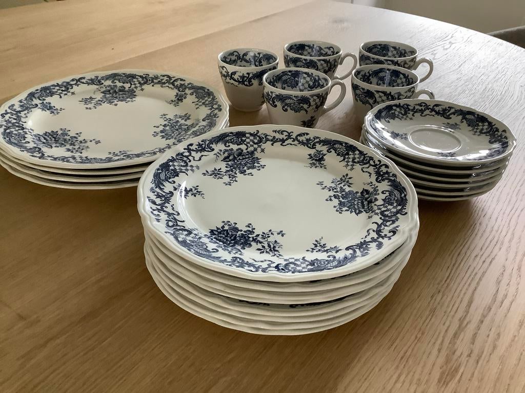 Villeroy & Boch Valeria Blauw Servies - 12 Borden, 6 Kopjes, Ophalen of Verzenden
