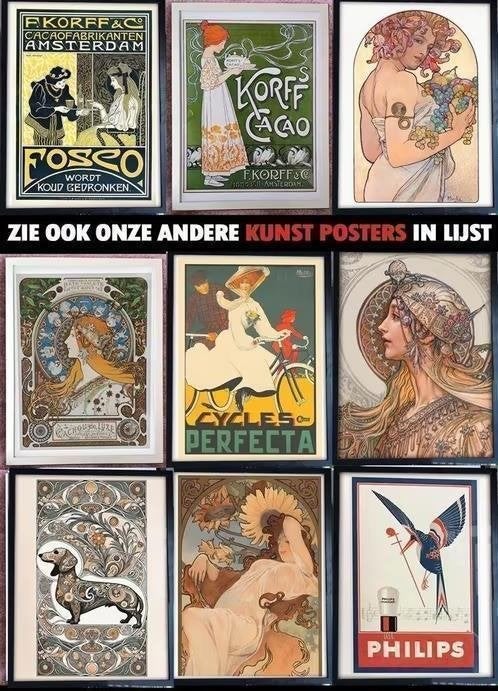 [Affiche Poster in Lijst] Alphonse Mucha Sarah Bernhardt, Verzenden, Nieuw, A1 t/m A3, Film en Tv