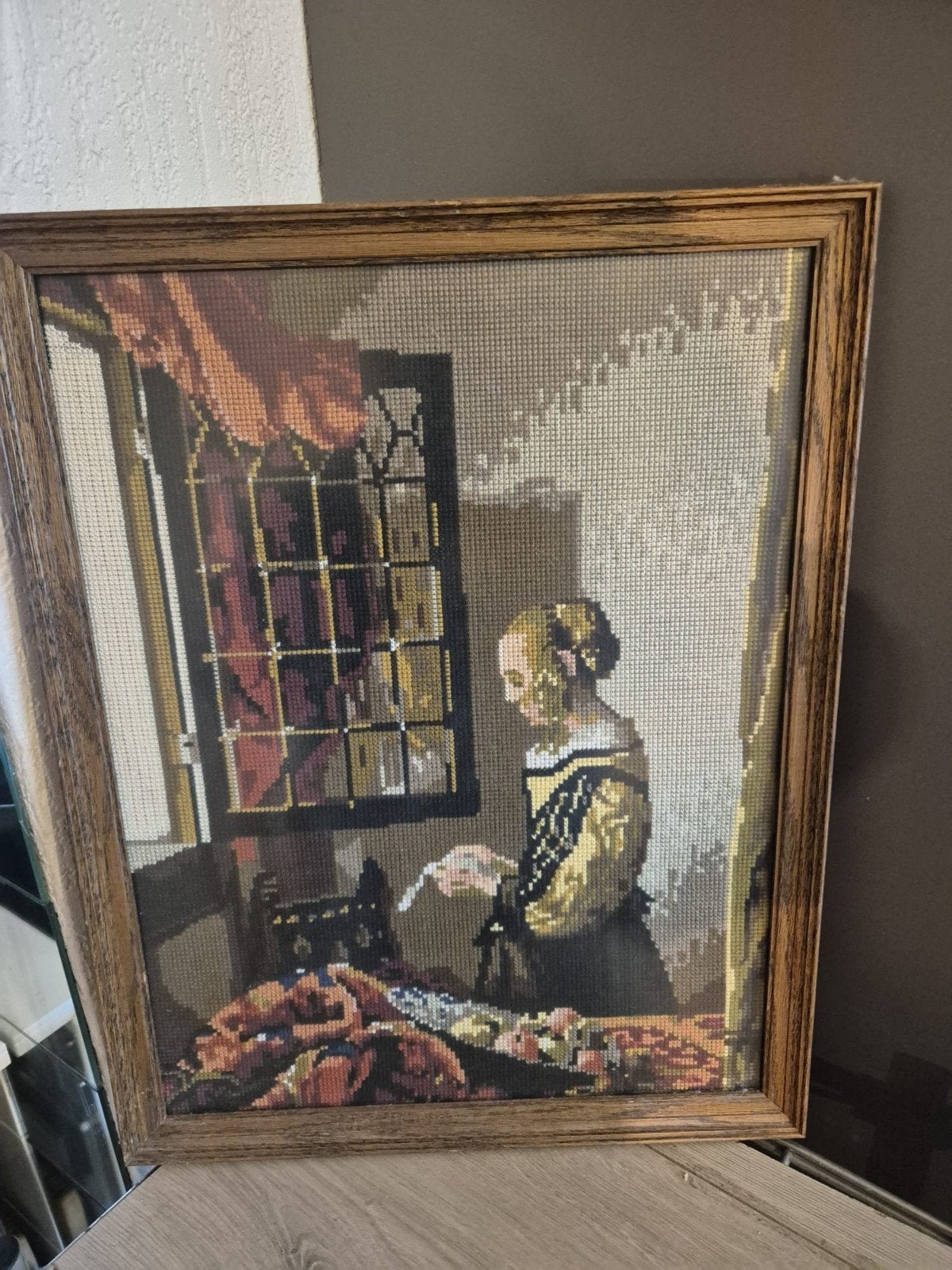 Geborduurd schilderij, Huis en Inrichting, Woonaccessoires | Schilderijen, Tekeningen en Foto's, Minder dan 50 cm, Overige typen