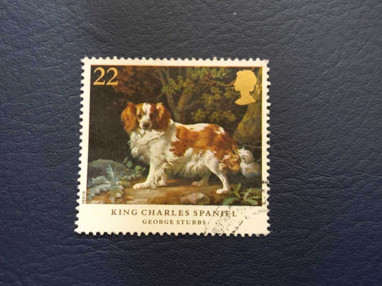 King Charles Spaniel postzegel - George Stubbs - VK 1991, Ophalen of Verzenden, Gestempeld