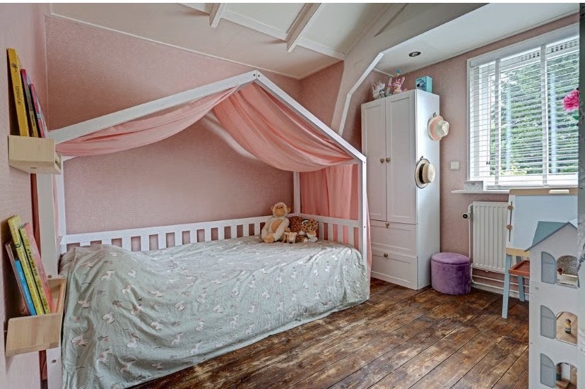 Kinderbed huisje, Ophalen, 85 tot 100 cm, Zo goed als nieuw, Lattenbodem