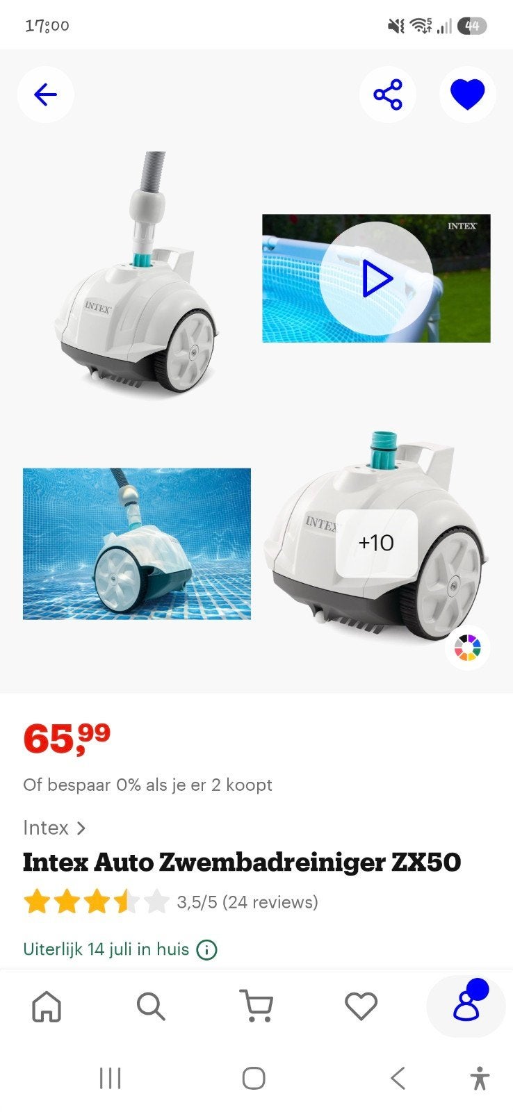 Intex Auto Zwembadreiniger ZX50 - Nieuwstaat, Tuin en Terras, Zwembaden, Minder dan 80 cm, Overige typen, Ophalen of Verzenden