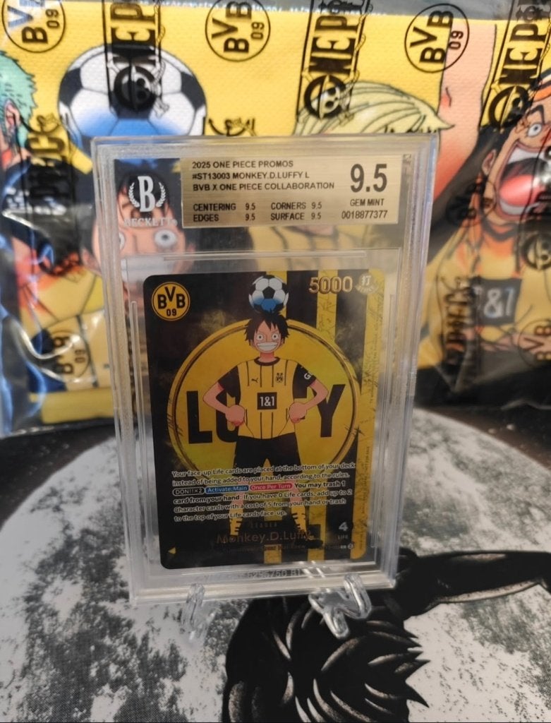 One Piece Monkey D. Luffy x BVB Promo Kaart (PSA 9.5), Ophalen of Verzenden, Nieuw, Losse kaart, Foil