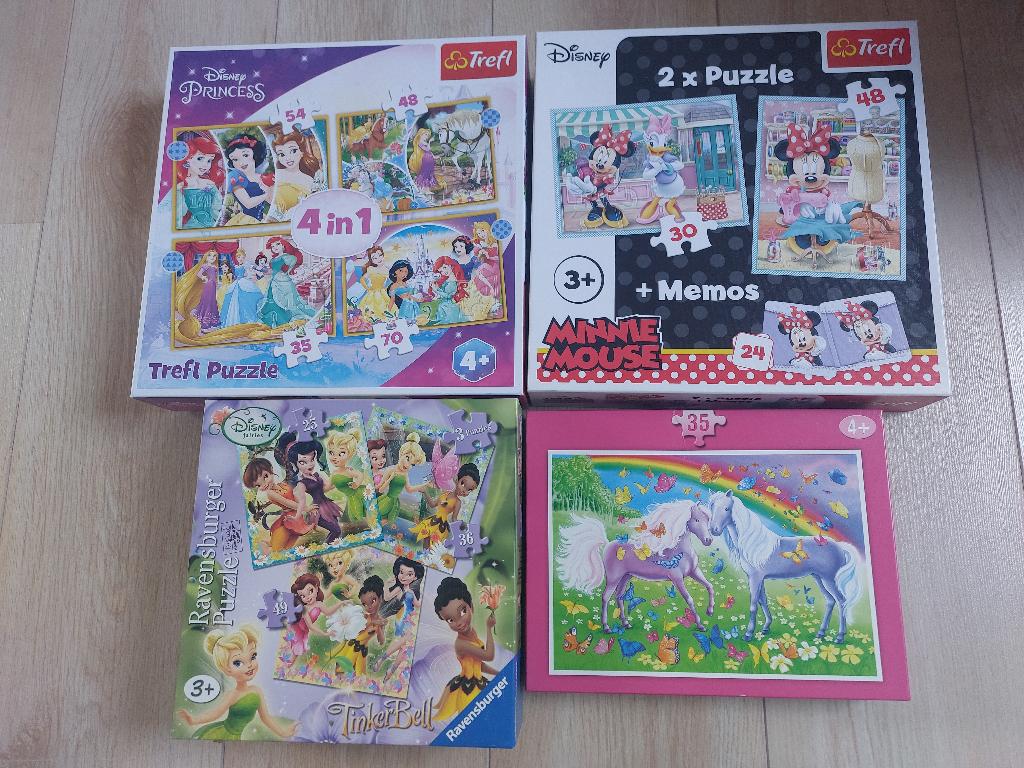 4 Puzzels van Disney, Unicorn, Princess, Ophalen of Verzenden, 10 tot 50 stukjes, Zo goed als nieuw, 2 tot 4 jaar